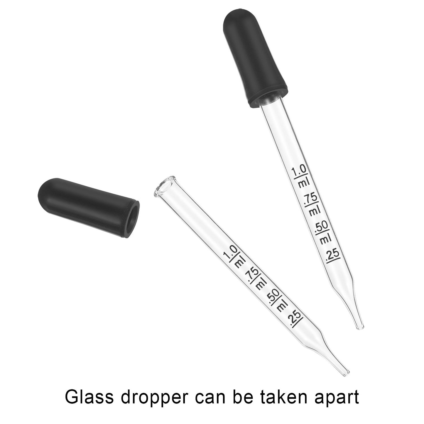 TecUnite Glass Liquid Droppers, 1 ml Essential Oil Dropper Pipette Calibrated Glass Stain Dropper for Essential Oil Makeup Art Liquid Plant with Kraft Boxes(30)