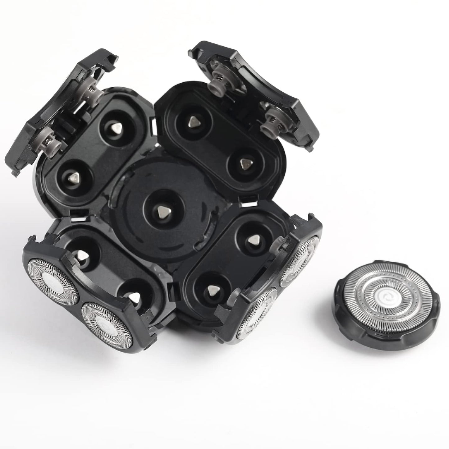 Men's Electric Shavers Replacement Heads Upgraded 9 Blades Head Replaceable Floating Waterproof Electric Razor Shaver Head（Black）