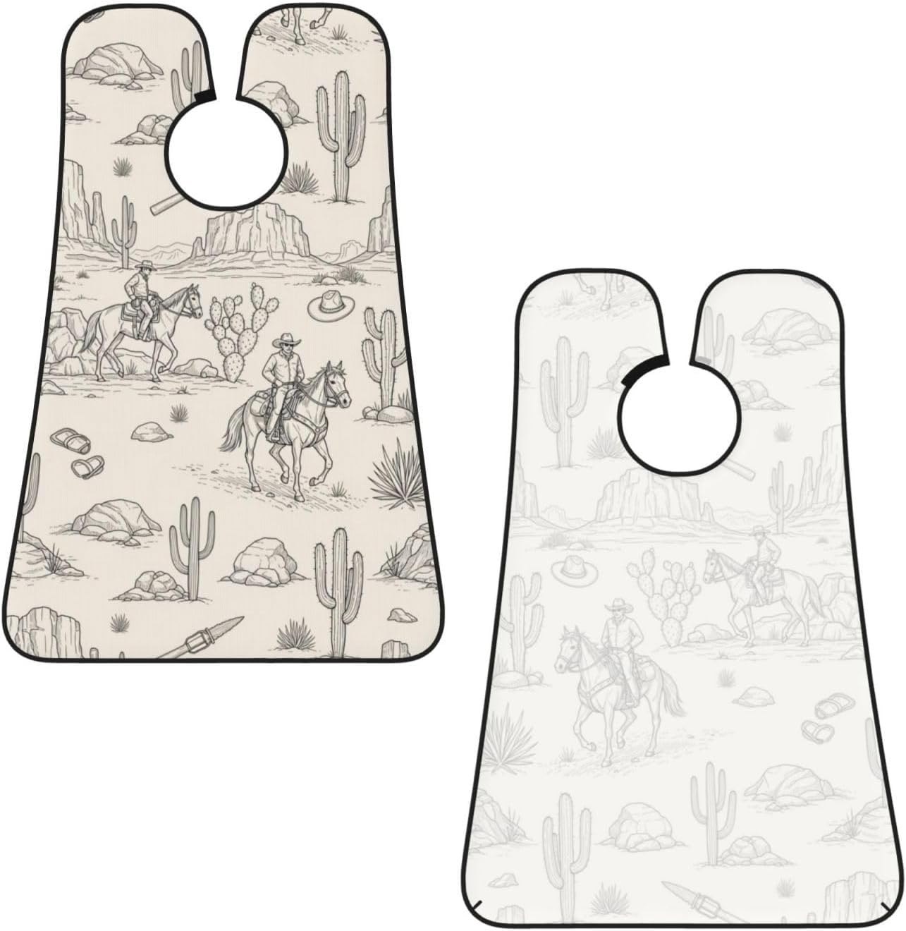 Non-Stick Beard Bib for Shaving, Western Desert Cowboy Riding Horses Shave Bib, Waterproof Hair Catcher with Suction Cups, Grooming Apron Men Husband