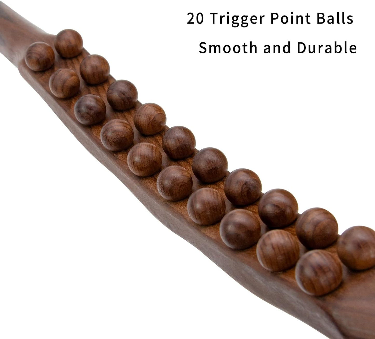 Guasha Wood Stick Tools Wooden Therapy Scraping Lymphatic Drainage Massager, Double Row 20 Beads Point Treatment Gua Sha Tools for Back Leg,1 pcs