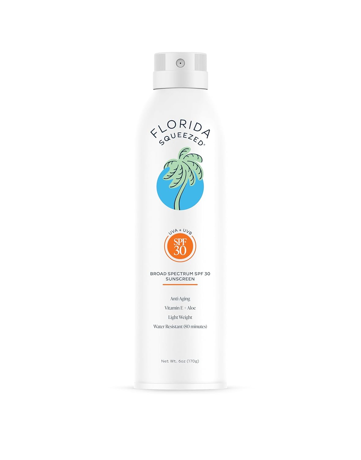 Florida Squeezed SPF 30 Sunscreen Water Resistant Spray|6oz|Vegan and Hawaii 104 Reef Act Compliant (Octinoxate & Oxybenzone Free) Broad Spectrum Moisturizing Sunscreen. Paraben & Phthalate Free.