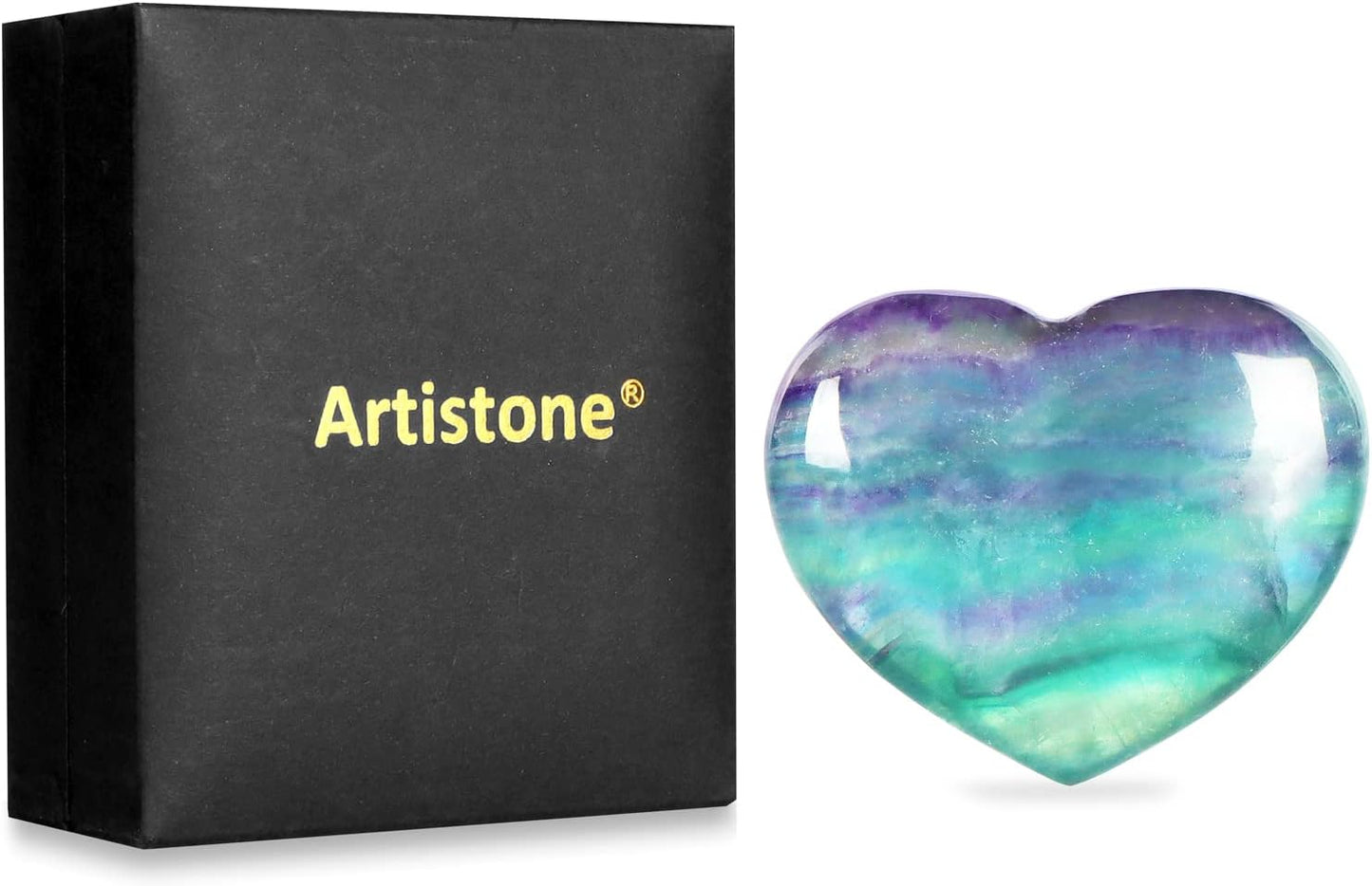 Artistone 2 Inch Rainbow Fluorite Crystal Heart Healing Crystals Heart Stones Polished Pocket Love Gemstones Chakra Reiki Energy Balancing Meditation Massag Gift