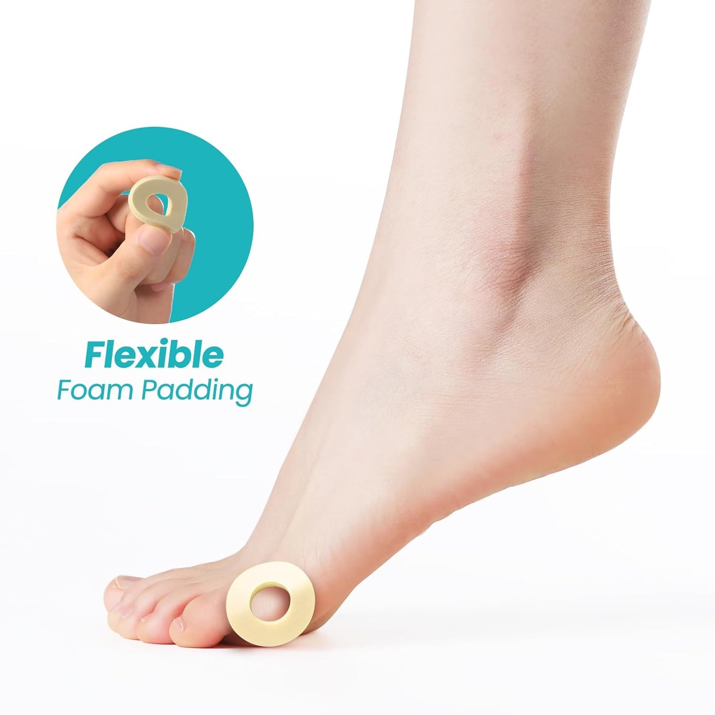 Callus Cushions for Bottom of Foot - Round Foam Padding with Water-Resistant Self-Stick Adhesive - Corn Cushions for Toes and Feet, Reduce Pain, Pressure and Friction from Shoes (Beige, 64 Count)