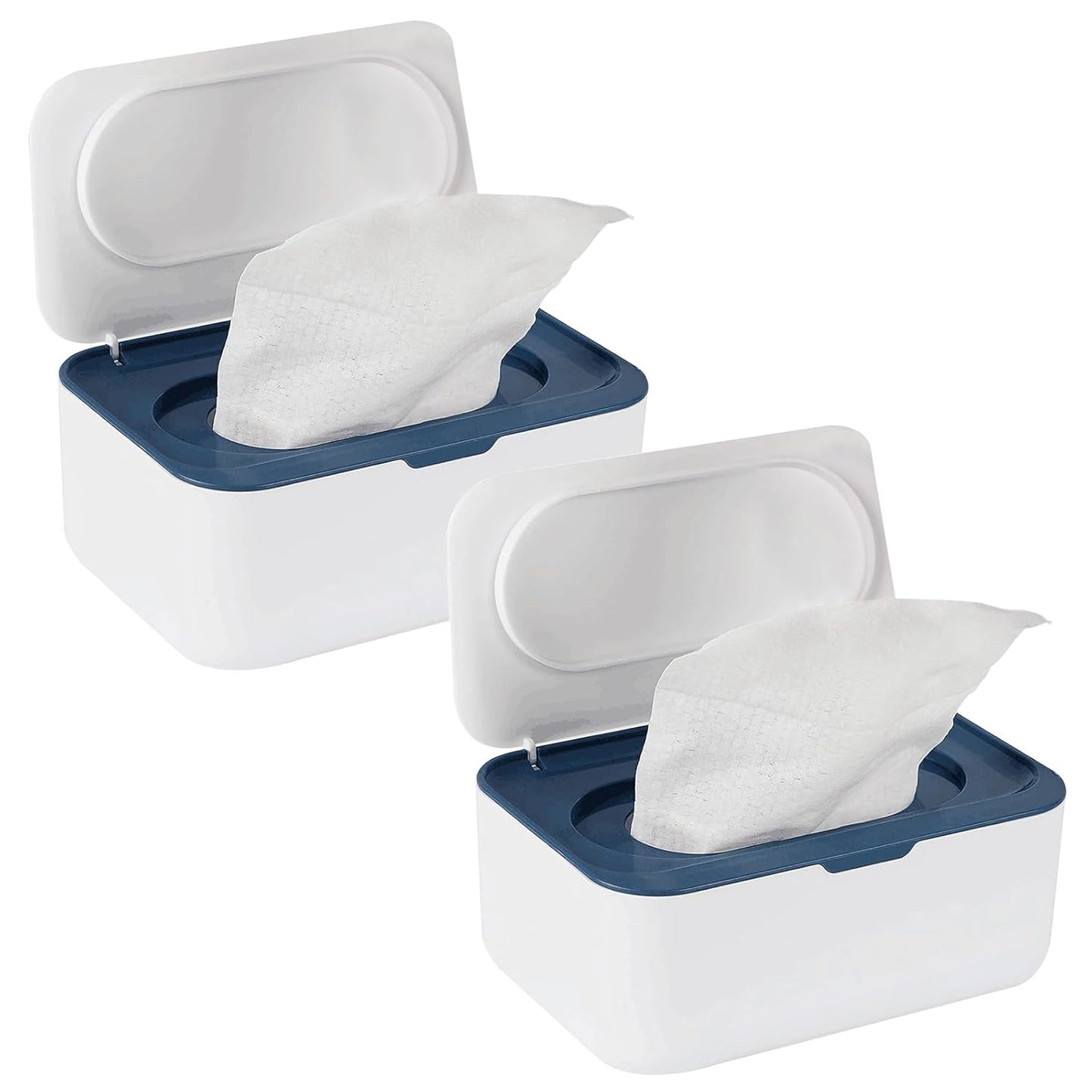 2 Pack Baby Wipes Dispenser, Wipes Case Baby Wipe Holder Keeps Wipes Fresh, Non-Slip, Easy Open & Close (2 Pack Blue)