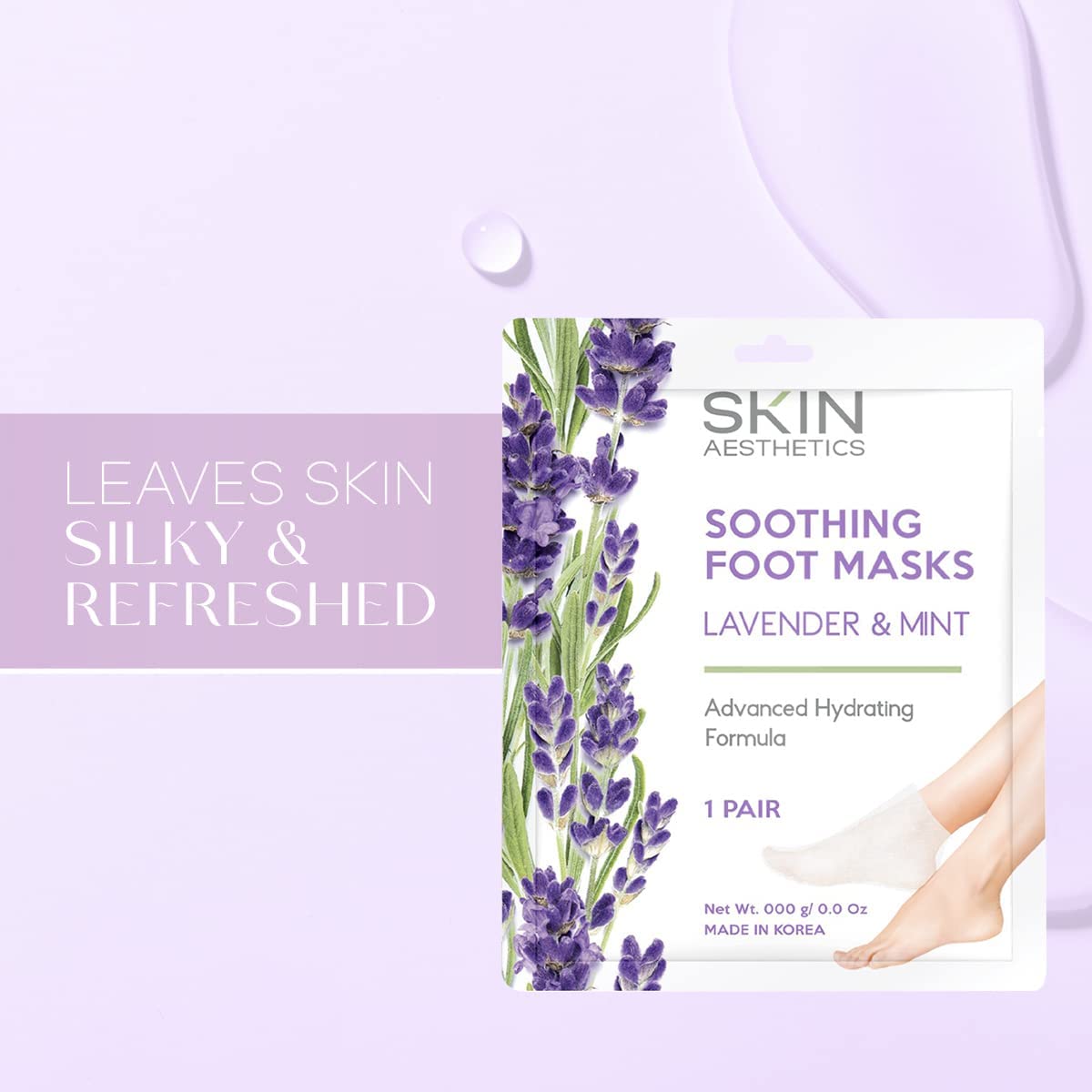 Lavender & Mint Foot Masks - Repairs & Softens Cracked Feet, Hydrating & Exfoliating - Dermatologist Tested Korean Skincare - Clean Beauty, Natural Ingredients, Cruelty-Free - 3 Pairs