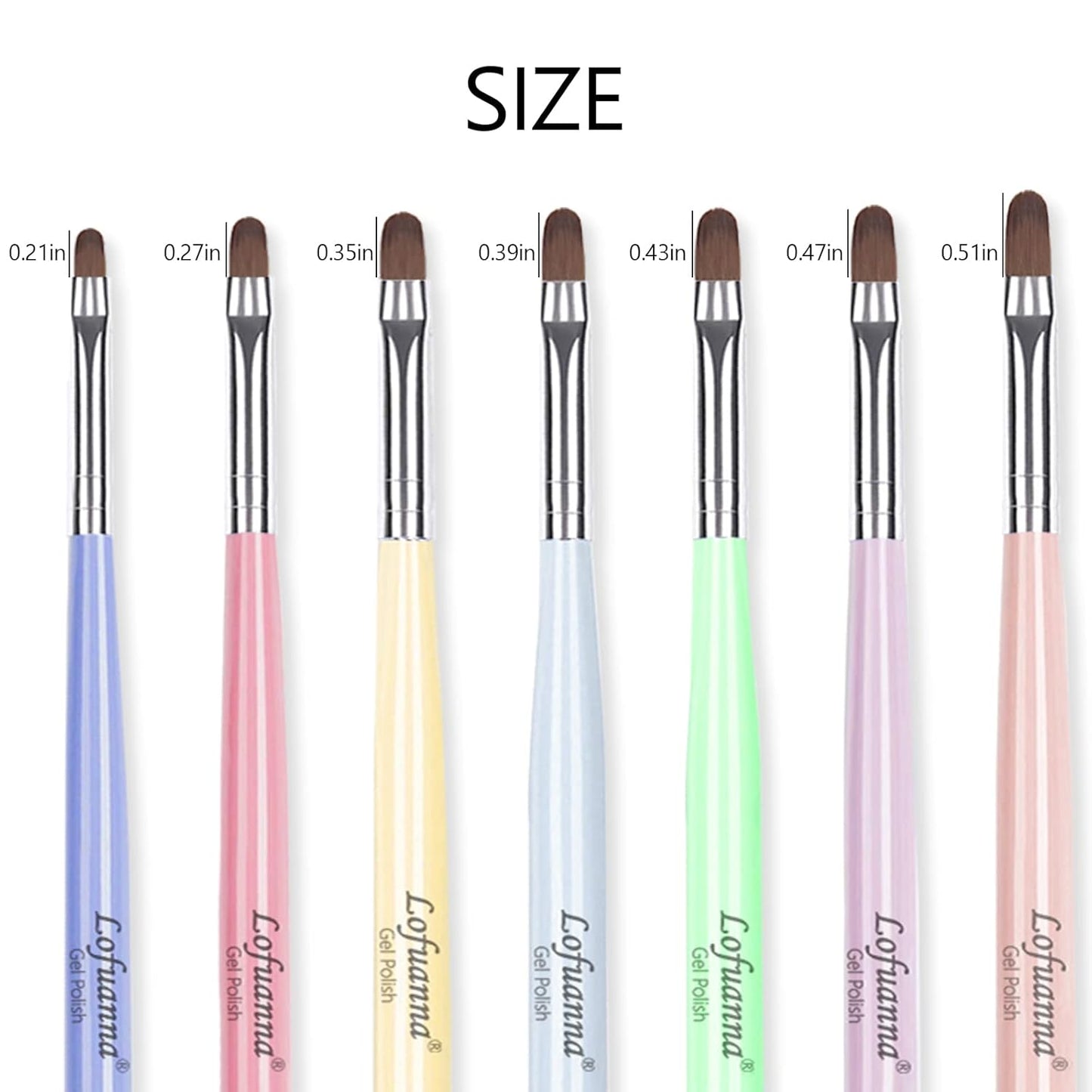 Lofuanna Nail Art Brushes Set Gel Nail Brush 7Pcs Poly Extension gel Brushes French Manicure Tools Nail Art Tips Builder Brushes Acrylic Painting Drawing Pen for Home and Professional Salon Use Sizes #2,4,6,8,10,12,14