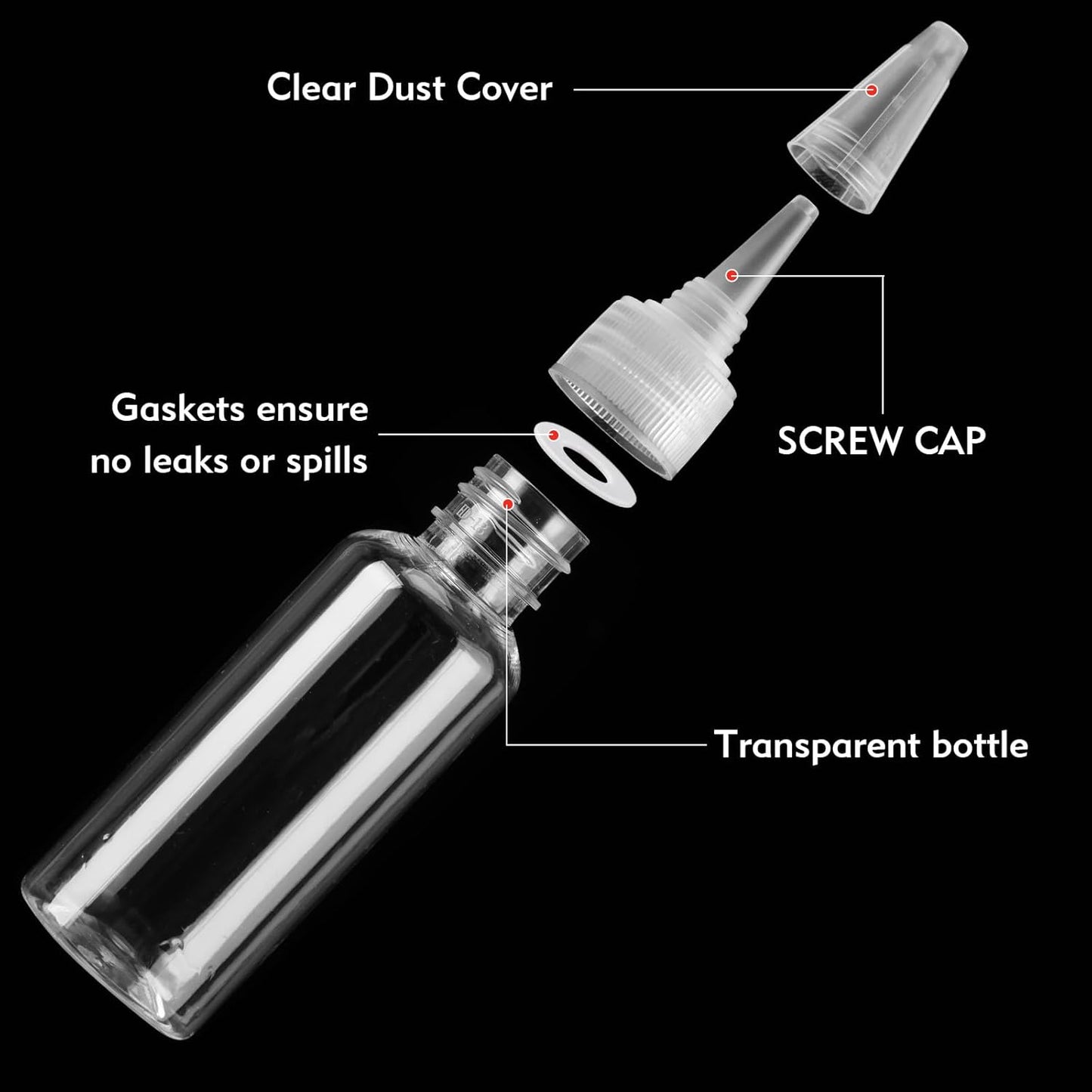 50 Pcs 1.7 oz Plastic Squeeze Bottles with Leak-proof Top Caps Writer Bottles for Paint Crafts Lotion Glue Liquids Travel and Crafts Empty Sand Art Supplies