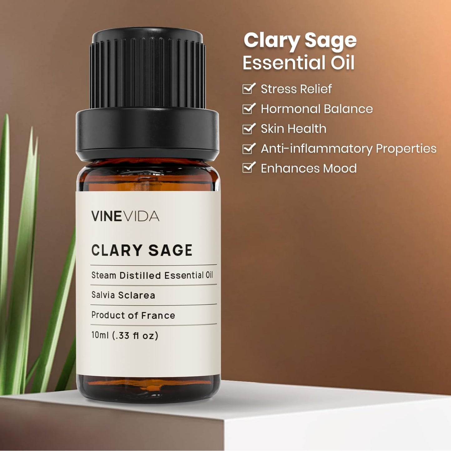 VINEVIDA Clary Sage Essential Oil 10 mL - Undiluted Candle Scent DIY Scents for Candlemaking Soap Making Safe Skin 0.33 Fl Oz 1.33 Ounces