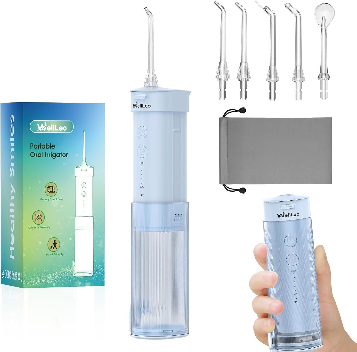 Mini Water Flosser for Teeth,Travel Dental Flosser Picks, Portable Oral Irrigator with Telescopic Water Tank, 5 Modes IPX7 Waterproof Tooth Flosser for Brace, Sensitive Teeth, with Storage Bag