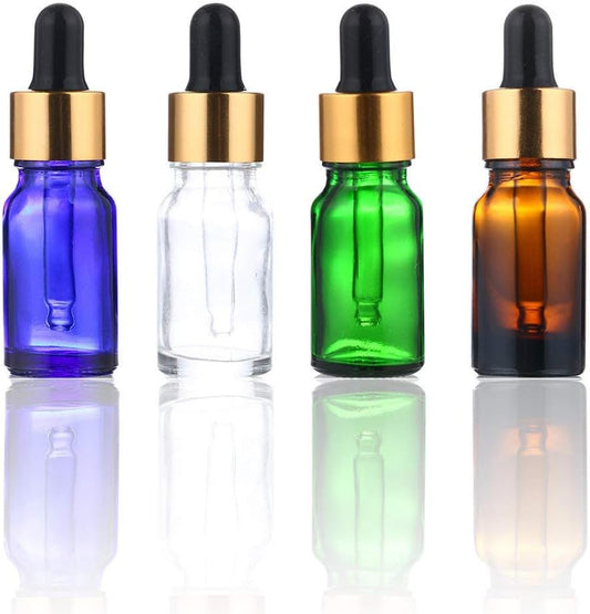 H&D HYALINE & DORA Glass Bottles for Essential Oils with Glass Eye Dropper And Rubber Bulb, 1/2 oz Capacity,Pack of 4