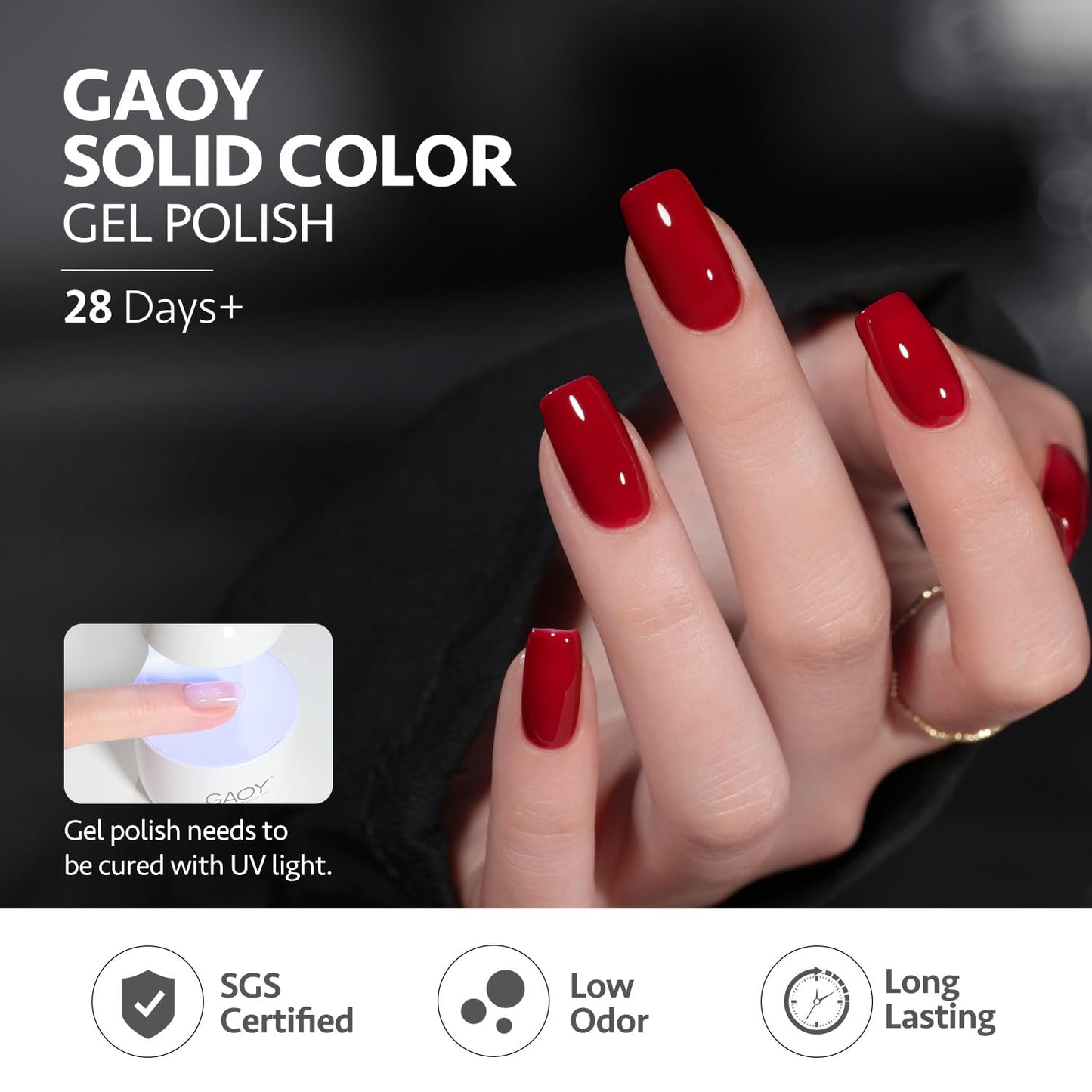 GAOY Gel Nail Polish Kit, 3 Colors 16ml White Red Black, Soak Off UV Gel Polish Set - Elegant Waltz