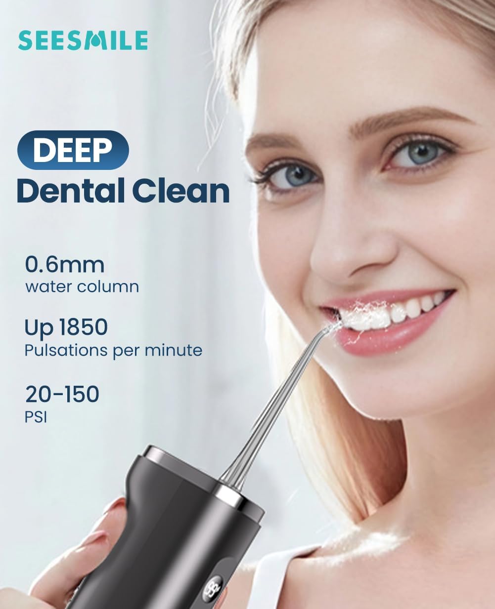 Water Dental Flosser Teeth Pick: 100 Modes Portable Cordless Oral Irrigator 300 ML Rechargeable Water Flosser IPX7 Waterproof Powerful Battery for Home Travel - Black