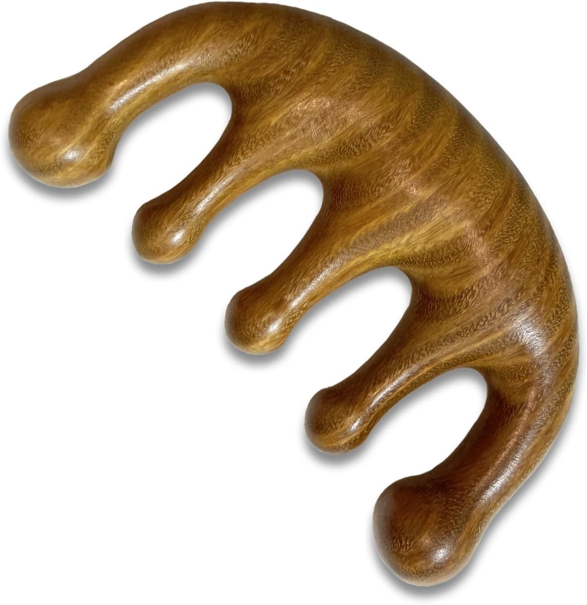 Wooden Scalp Massager & Head Massager, Natural Green Sandalwood Wide Tooth Comb for Scalp Care, Hair Growth, Stress Relief & Relaxation, Handheld Wood Therapy Massage Tool