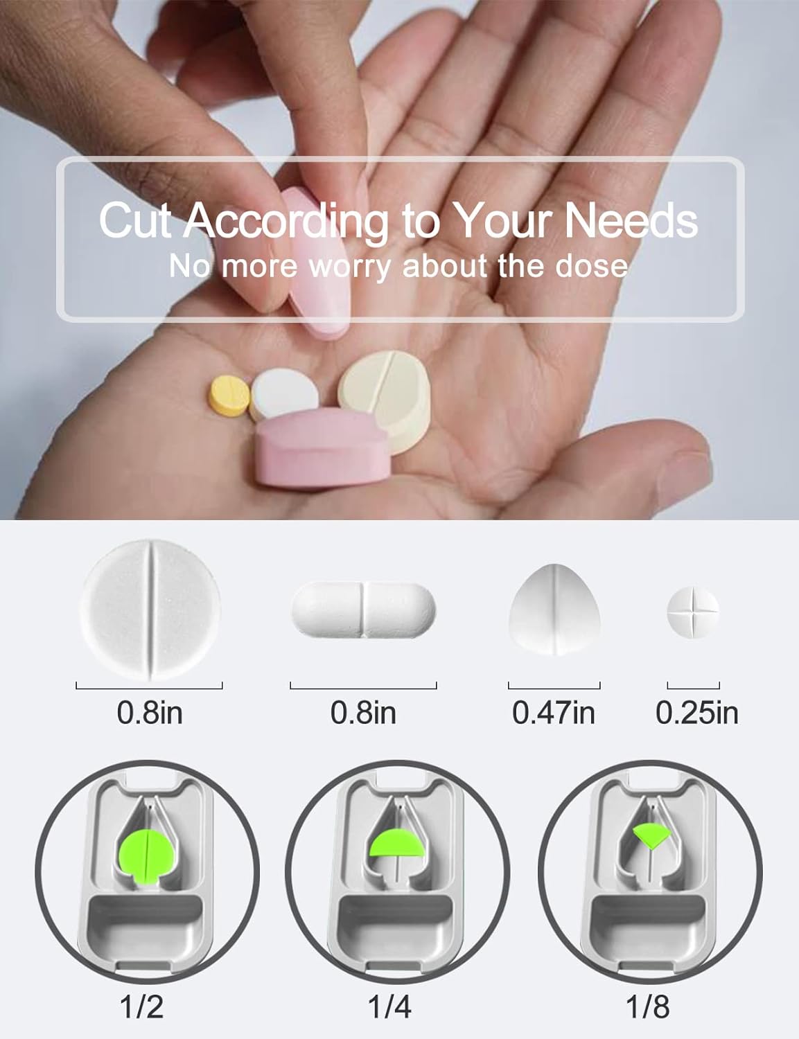 DUBSTAR Small Pill Cutter, Pill Cutter Splitter for Small and Tiny Pills, Portable Pretty Pill Cutters for Large Pills, Cuts Vitamins Tablets for Purse Pocket (2 PCS Pill Cutters, Pink+Pink)