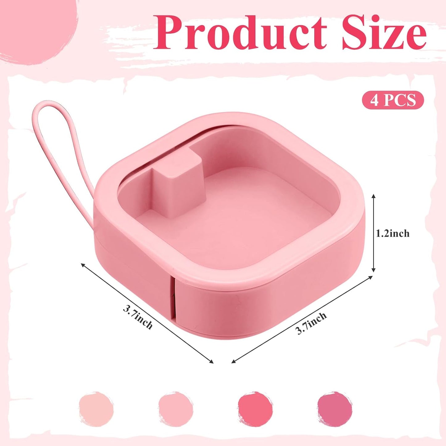 Kathfly 4 Pcs Pink Color Hair Tie Organizer Portable Hair Accessory Storage Containers Stackable Tie Bobby Pin Holder Home Cotton Swab Dispenser Accessories Jewelry Organizer Box
