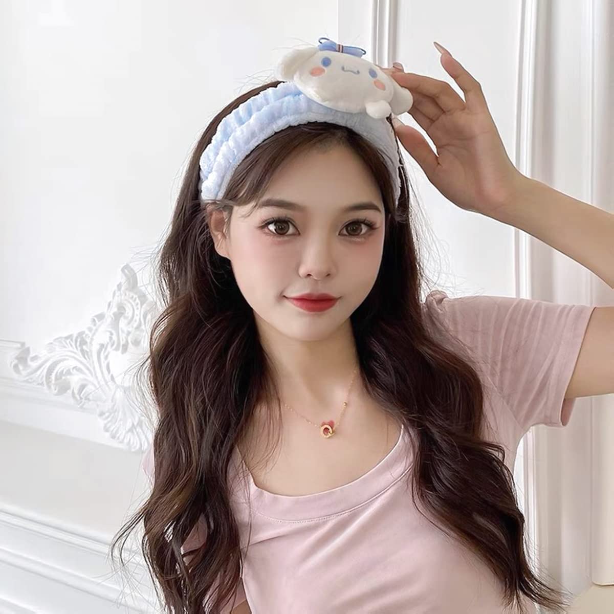 Kawaii Spa Headband for Washing Face, Make Up, Party - Soft Blue Headband for Women & Girls