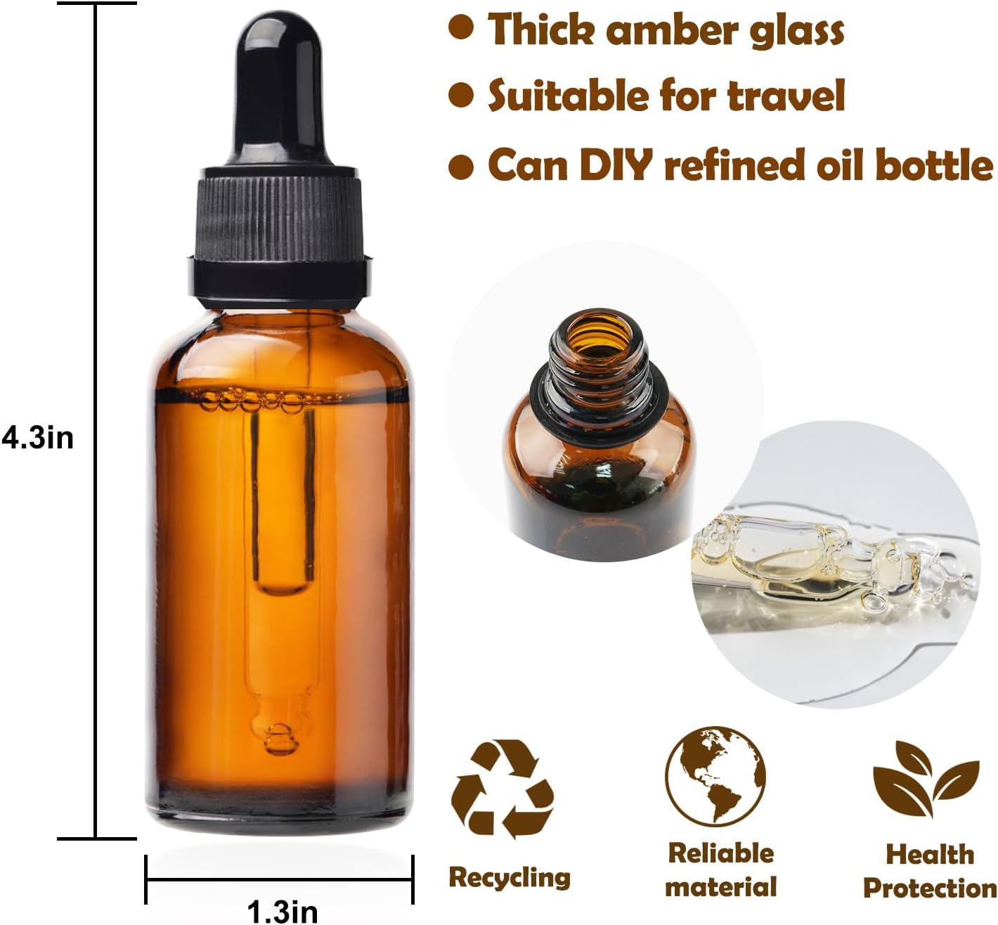 50ml Precision Dropping Bottles - Ideal for Essential Oils, Perfume Making, and DIY Projects. Safe, Durable, Eco-Friendly, and Perfect for Home or Lab Use Dropping Bottles(8pieces)
