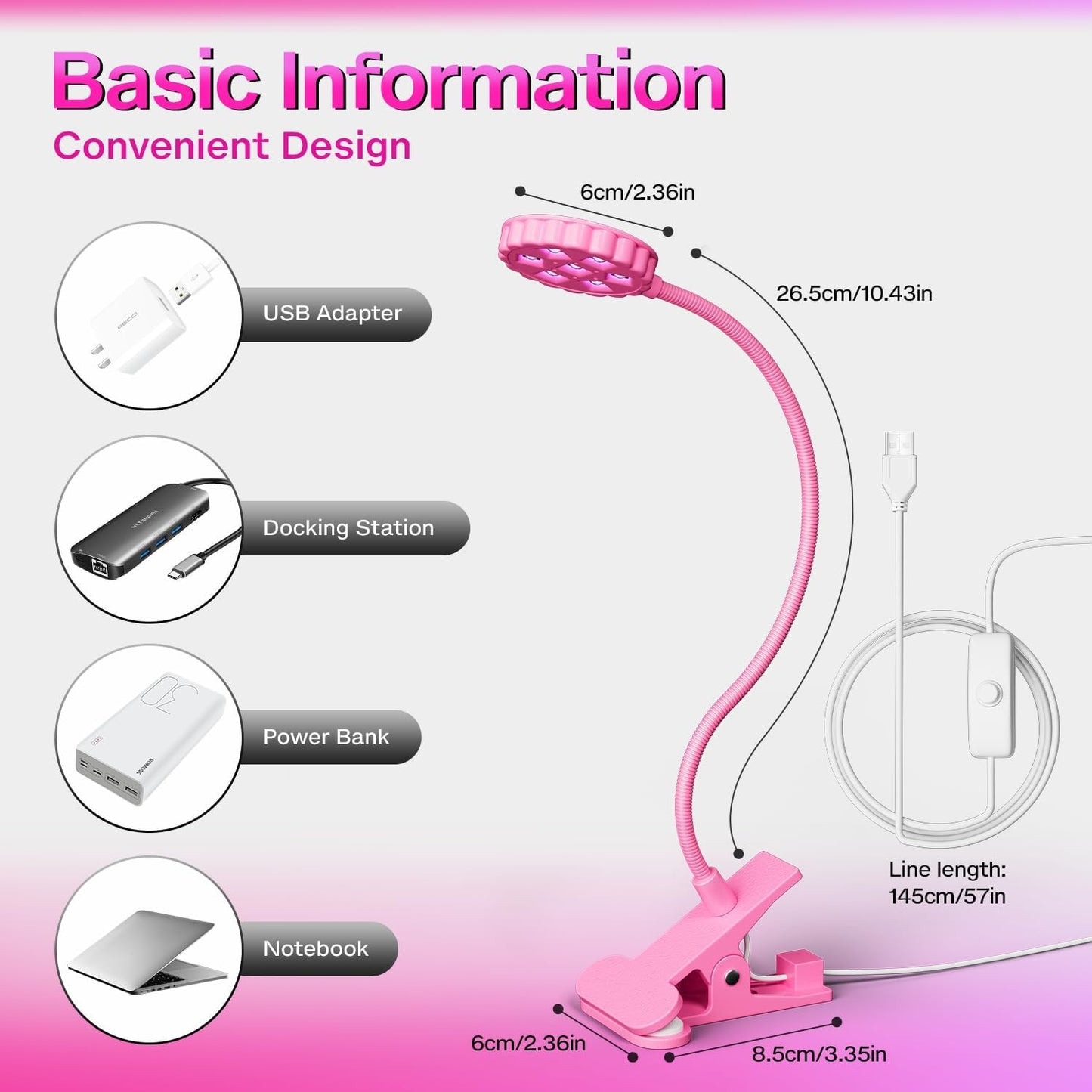 LIORA UV LED Nail Lamp 6W with Clamp – 7 Beads Gel Lamp Flash Cure Light, Flexible 360° Gooseneck USB Manicure lamp, Nail Dryer for Gel Polish and Press On Nails, Mini Nail UV Light for Salon DIY