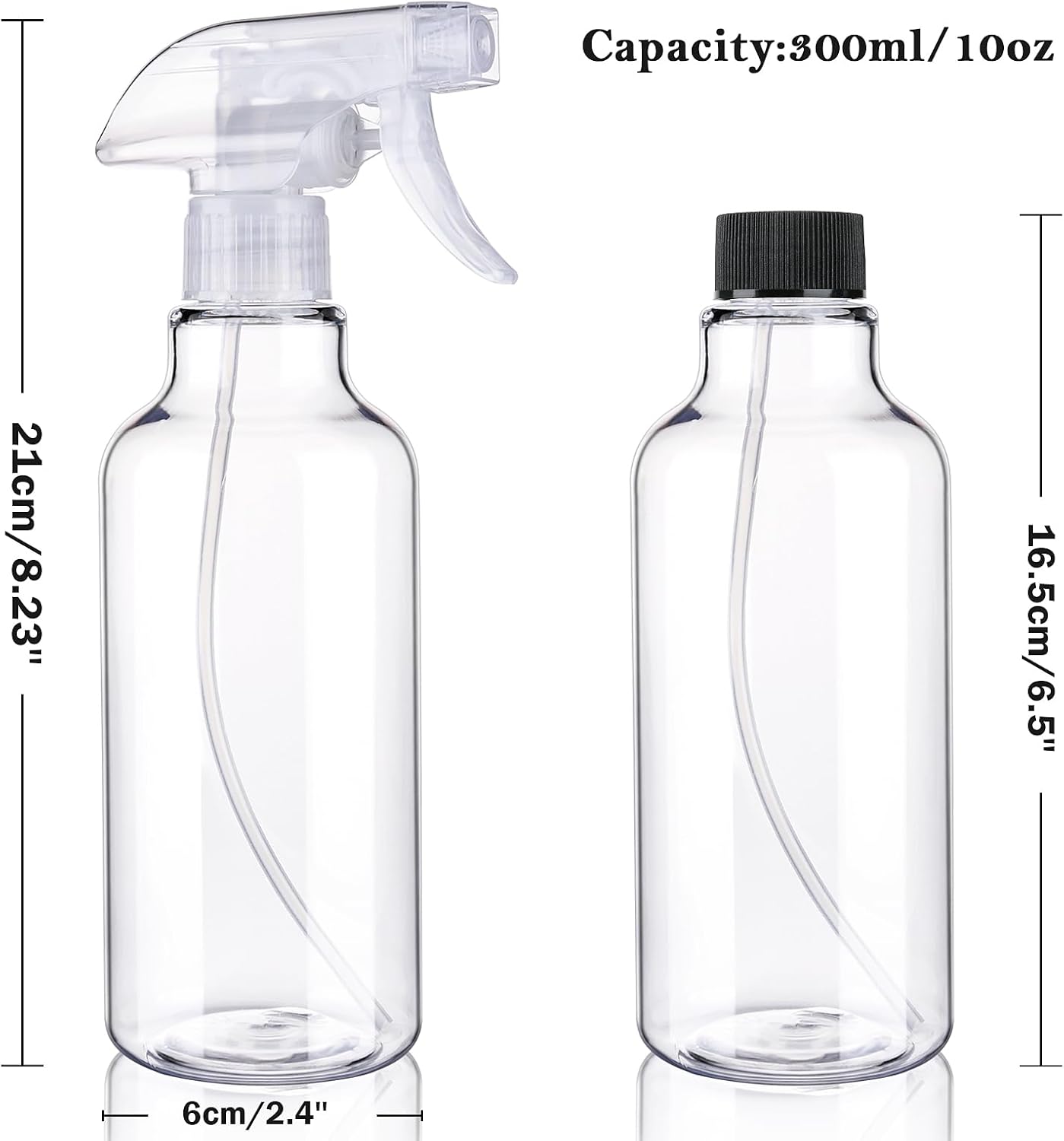 3 Pack Plastic Spray Bottles Empty Spray Bottle 10oz/300ml Heavy Duty Spraying Bottles Mist/Stream Water Bottle for Cleaning Solutions, Essential Oils, Hair (clear)