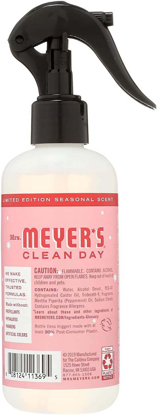 Mrs. Meyer's Room and Air Freshener Spray, Non-Aerosol Spray Bottle Infused with Essential Oils, Peppermint (8 Fl Oz (Pack of 3))