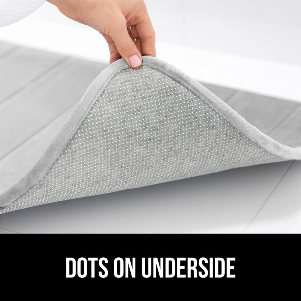 GORILLA GRIP Memory Foam Bath Mat, Soft Absorbent US Designed Bathroom Rug, Gripping Dots Machine Washable Bathmat, Cushioned Floor Mats, Shower Sink Rugs Room Décor Accessories, 30x20 Light Gray