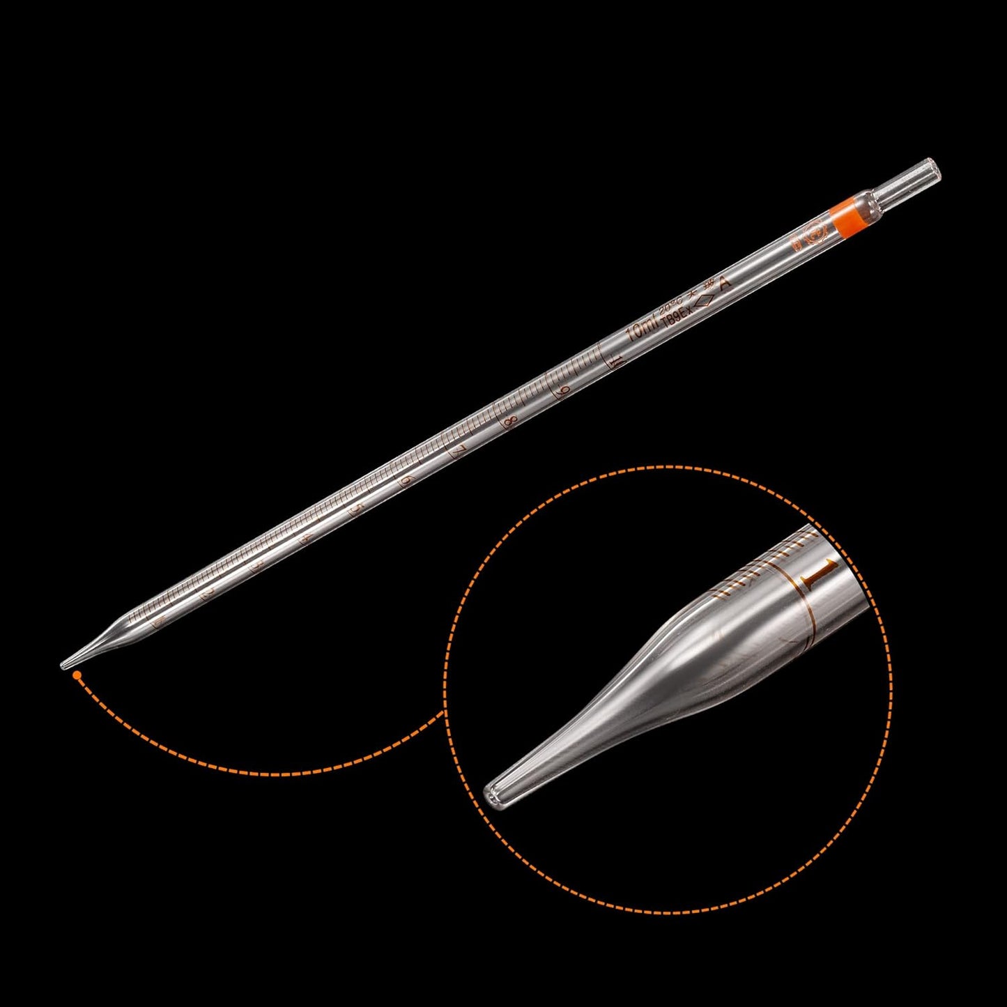 PATIKIL Graduated Dropper Pipettes, 1 Pcs 10ml Reusable Borosilicate Glass Pipette for Transfer Liquid for Laboratory, Chemistry, Clear