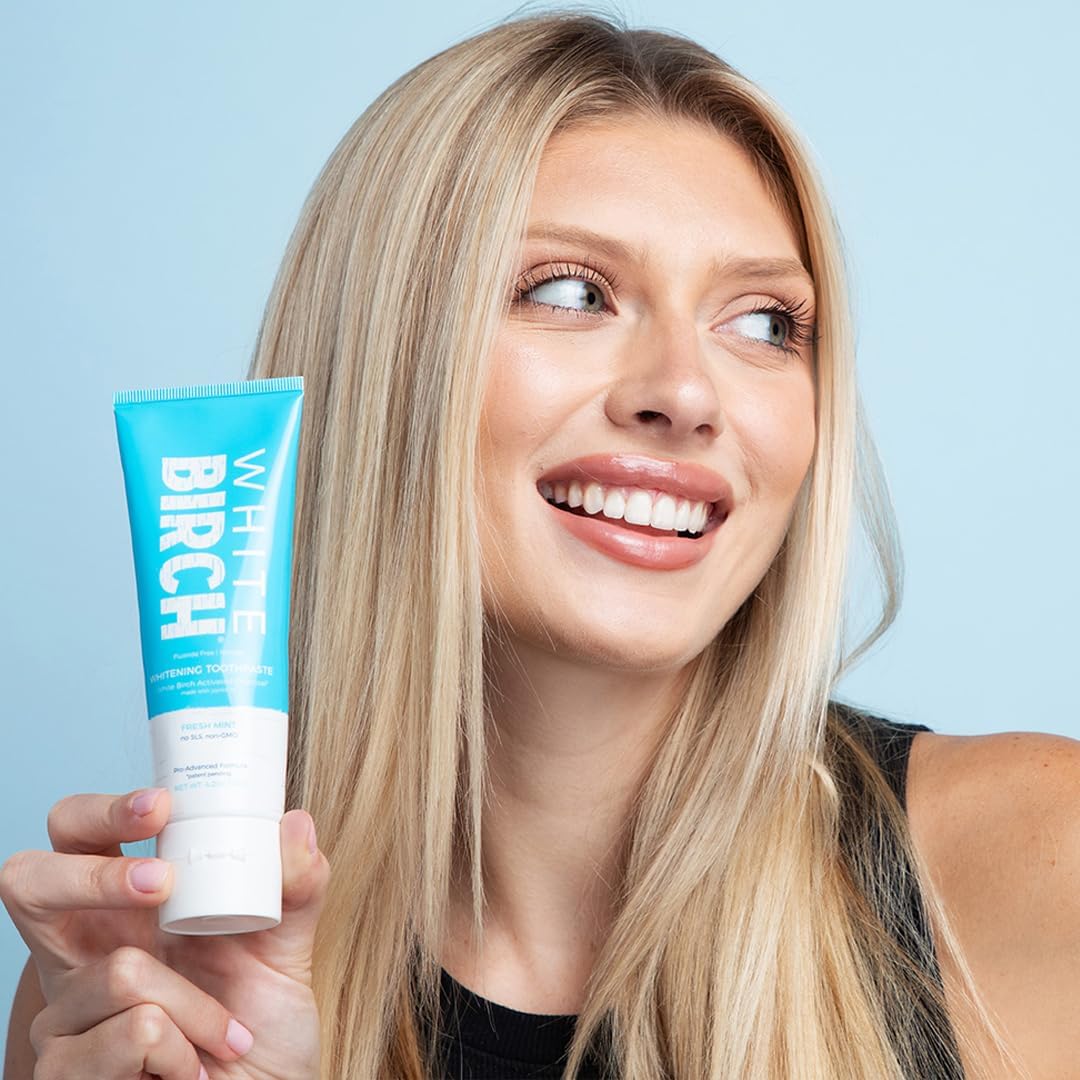 White Birch Activated Charcoal Toothpaste - Professional Teeth Whitening - Natural, No Fluoride Oral Care