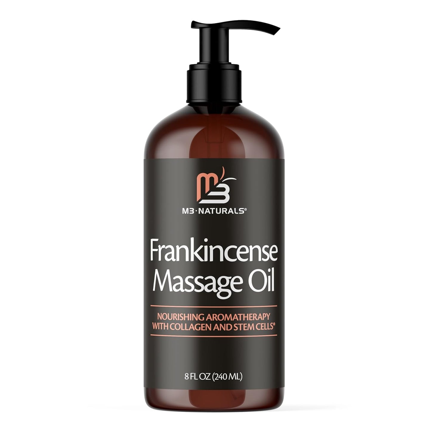 M3 Naturals Frankincense Essential Massage Oil for Scars, Stretch Marks & Fine lines, Firming, Hydrating, Smoothing & Calming Formula with Collagen, Stem Cells, Lavender & Grapefruit, 8 fl oz