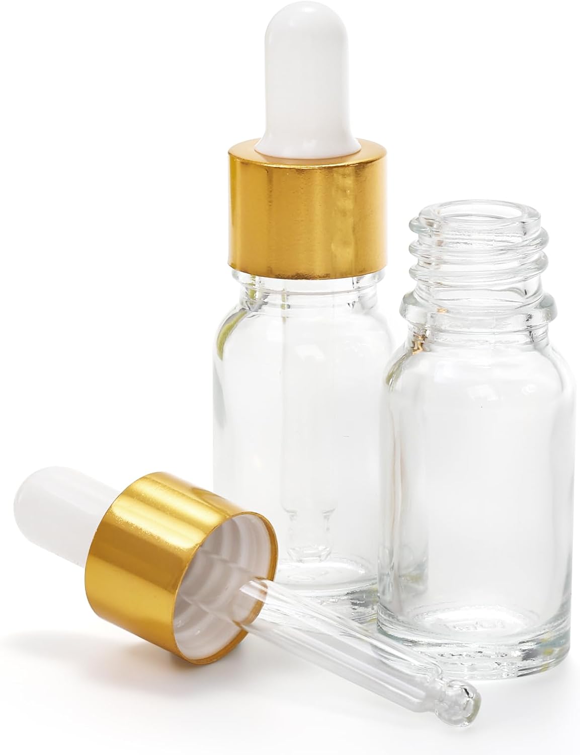 Kingrol 40 Pack 10ml Clear Glass Dropper Bottles, Tincture Bottles, Empty Bottles with dropper for Essential Oils, Perfumes, Aromatherapy, Chemistry Lab Chemicals