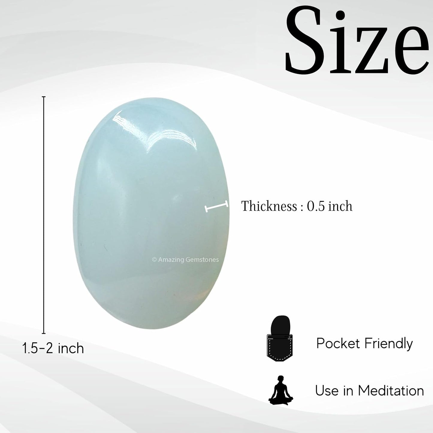 Amazing Gemstone Opalite Crystals and Healing Stones - Large Palm Stone Crystals Piedra - Crystal for Good Luck, Balanced Positive Energy, Meditation - Unique Stocking Stuffers Gifts for Women, Men