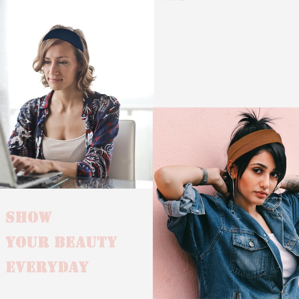 Headbands For Women Sweat Headband Yoga Elastic Head Bands Women's Hair Band Workout Hairbands Accessories 12 Pack