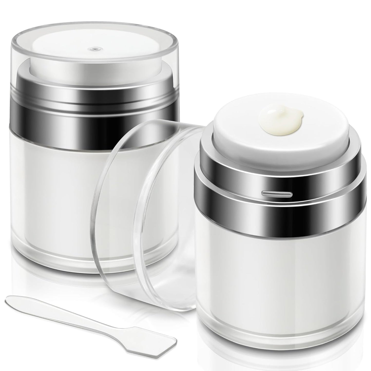 2 Pcs Airless Pump Jar, Refillable Cream Jar Vacuum Bottle Travel Size Empty Container for Cream and Lotion (2 x 1oz)