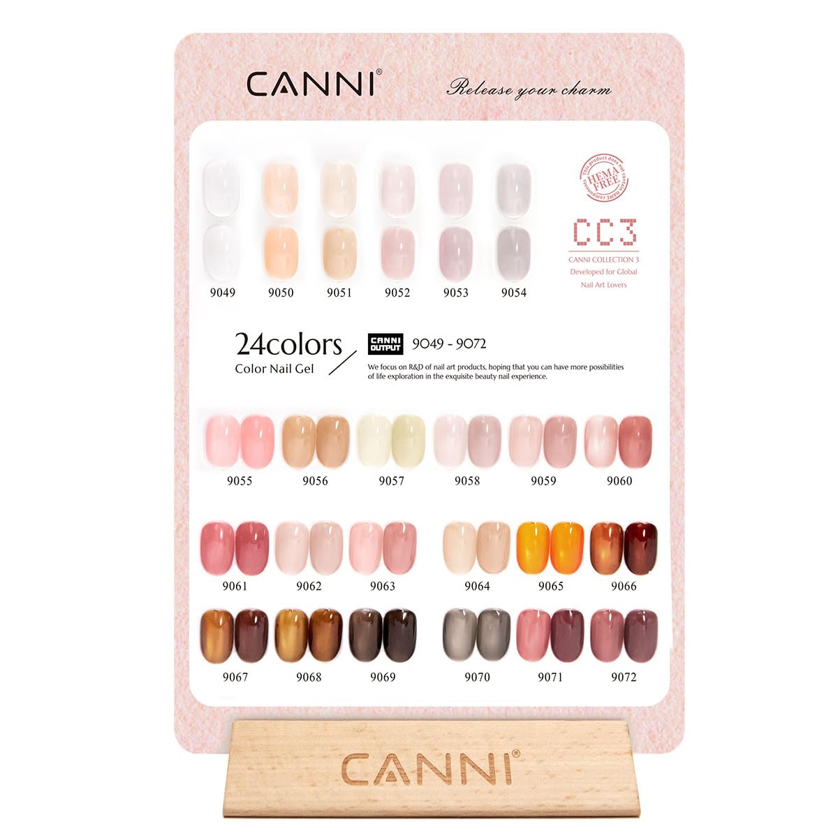 CANNI CC3 Jelly Gel Nail Polish Set with Color Card, 30Pcs Jelly Pink Gel Polish Nude Brown Color High Gloss Soak Off U V Nail French Nail Manicure Salon DIY