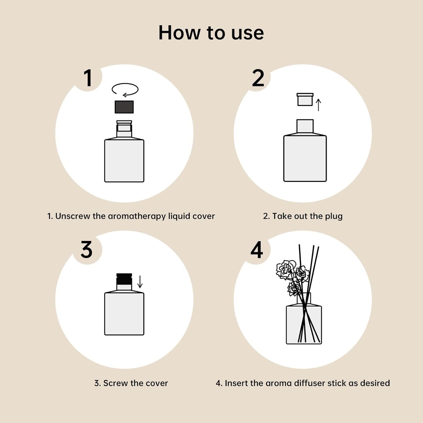 XEPTLE Jasmine Breeze Reed Diffuser Set, Eliminate Odors 7.04 oz, Air Freshener with 5 Reusable Sticks Home Fragrance for Bedroom, Scent Diffuser - Purple