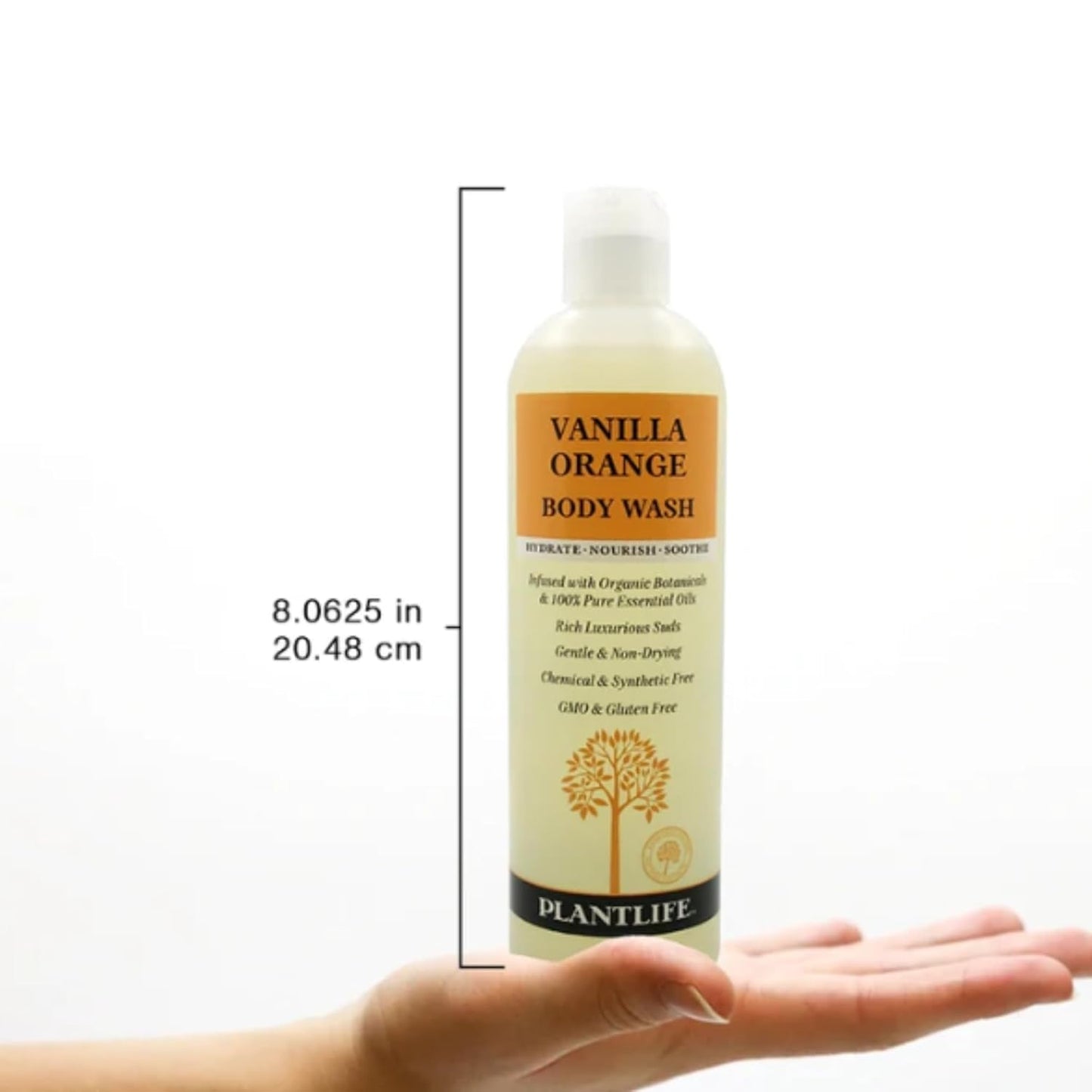 Plantlife Vanilla Orange Body Wash - GMO and Gluten Free Gentle and Moisturizing Body Wash That Contains Only Ingredients Straight from Nature - Manufactured in the USA 14 oz
