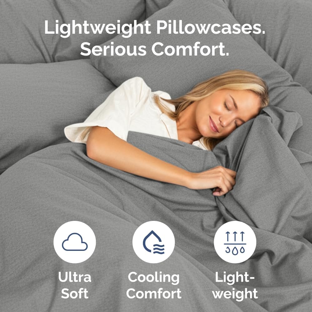 Standard Pillow Cases Set of 10 - Ultra Soft Hotel Quality Pillowcase Covers - Comfy & Wrinkle Free - Shrink, Stain & Fade Resistant - Machine Washable Pillow Protectors - 10 Pcs Set - Heathered Grey