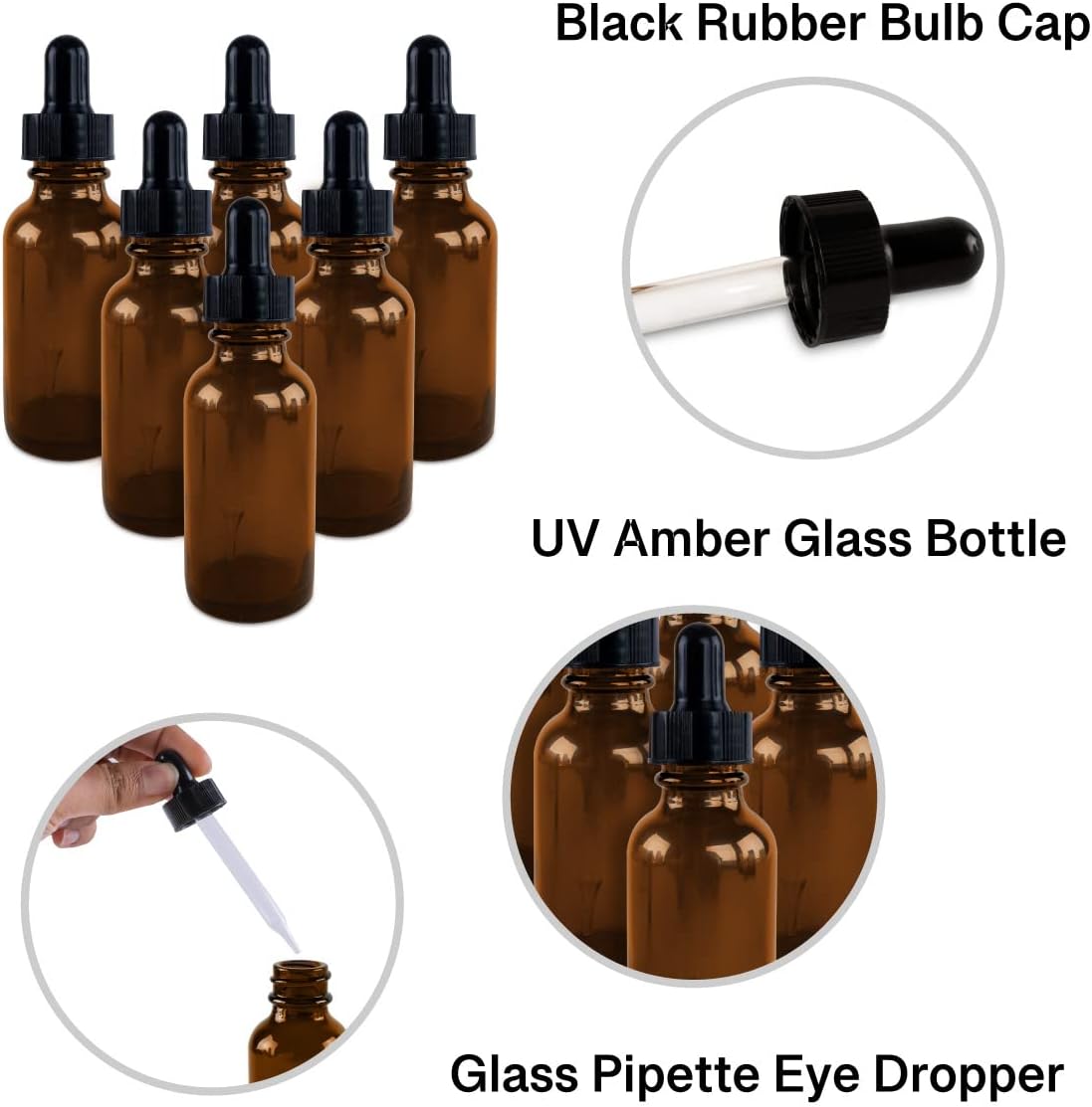 Super Z Outlet 1oz Glass Bottles with Glass Eye Dropper Dispenser for Essential Oils, Kitchen Tools, Chemistry Lab Chemicals, Colognes & Perfumes (6 Pack) (Cobalt Blue) (Brown)