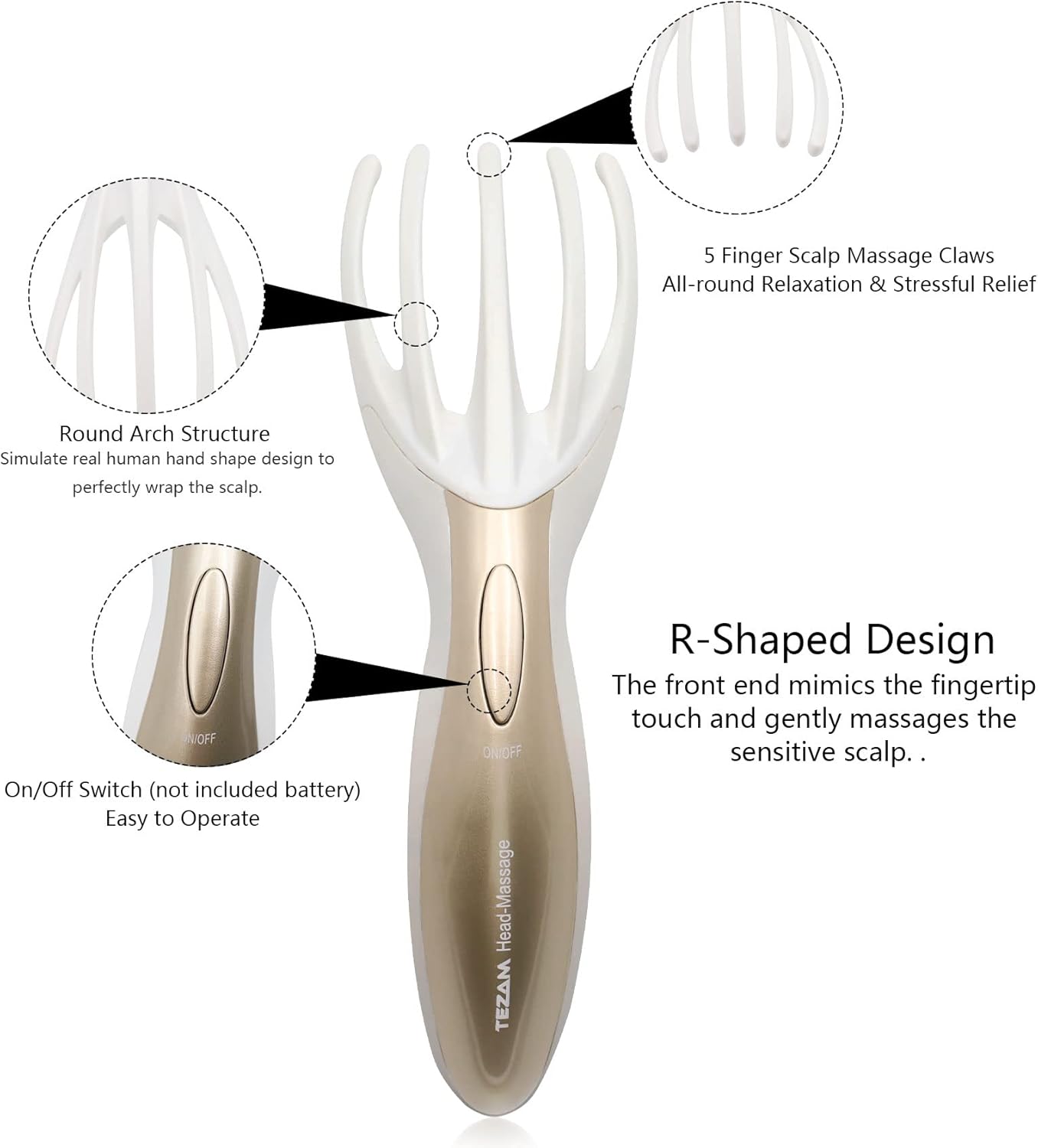Electric Head Massager Neck Massage Octopus Scalp Stress Relax Spa Therapy Healing, Soft Resin Finger Gripper Claw Electronic Head Spa Vibration Scalp Massage Tool