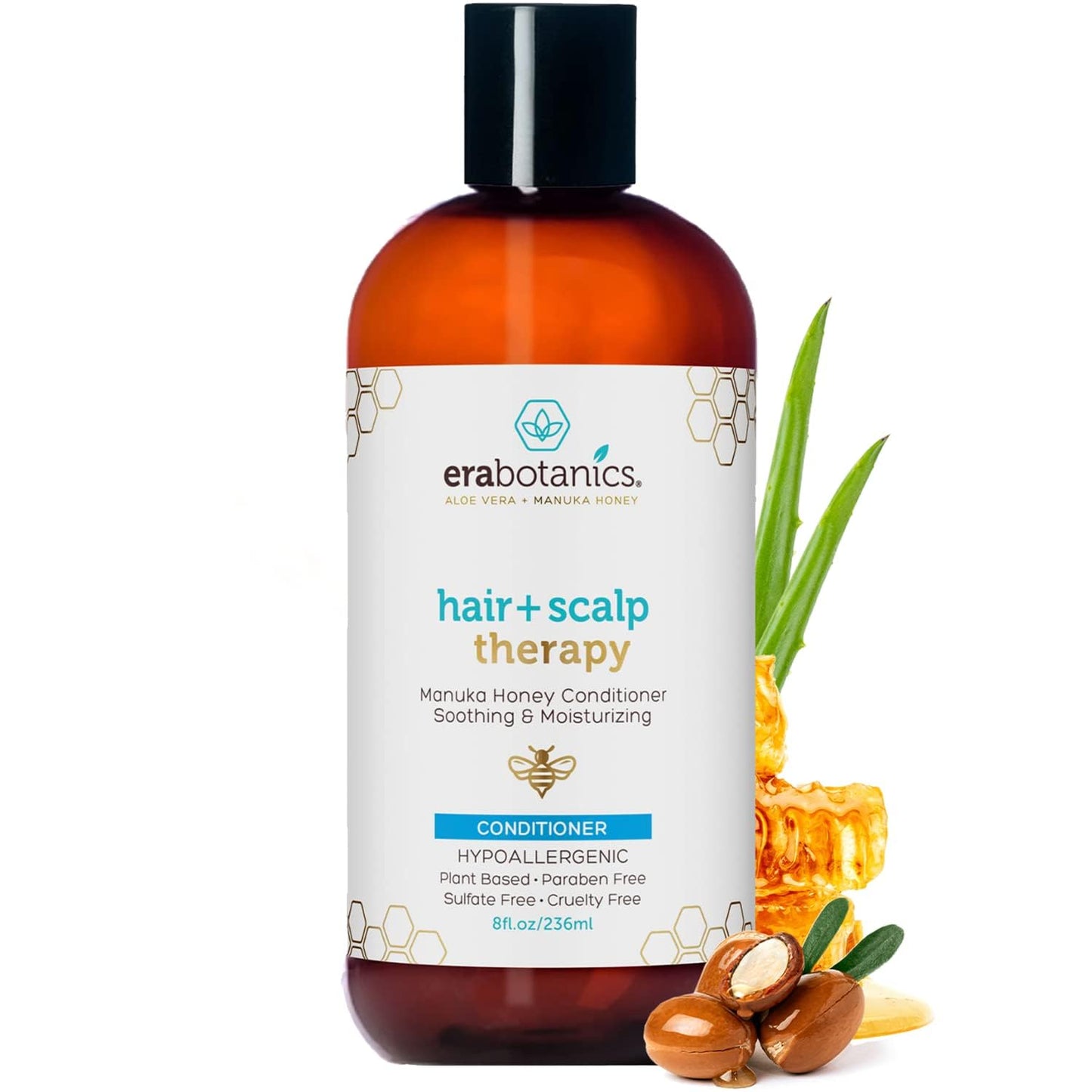 Era Organics Manuka Honey Shampoo & Conditioner - Sulfate-Free Shampoo & Conditioner Set To Moisturize Itchy, Dry Scalp & Damaged Hair - Soothing Aloe Vera & Argan Oil Formula for Women & Men