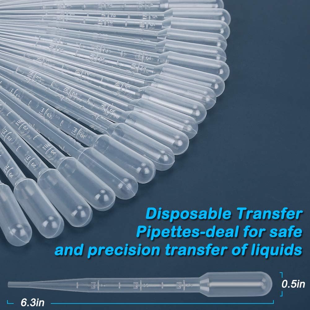 100PCS Plastic Disposable Transfer Pipettes, 3ml Calibrated Pipette Dropper for and Science Laboratory