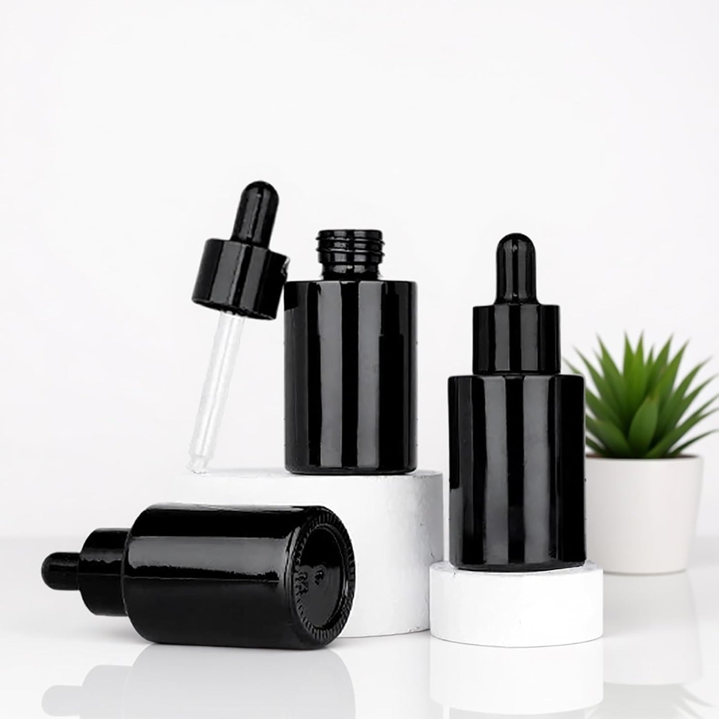 12 Pack 1 oz Black Glass Dropper Bottle Essential Oils Bottle with Glass Eye Droppers,for Serum Essence Oil,Perfumes,Liquids (Black, 1oz)