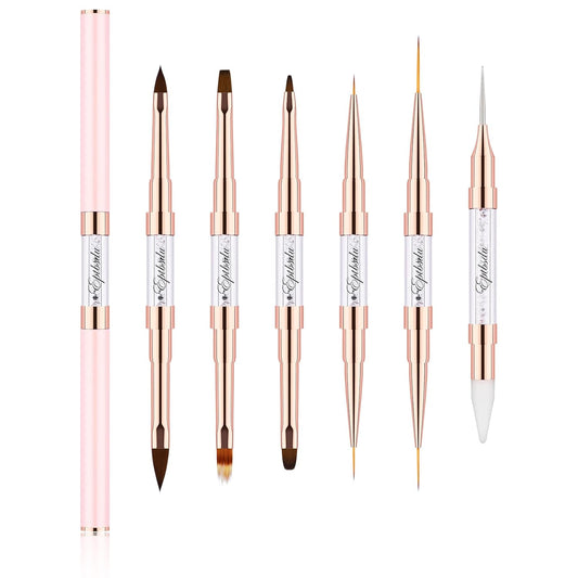Nail Brushes for Nail Art, Eptbsdu 6PC Nail Art Brushes Double Ended Nail Art Design Dotting Pens, Striping Nail Brushes for Long Lines, Nail Drawing Pen for Salon at Home DIY Manicure