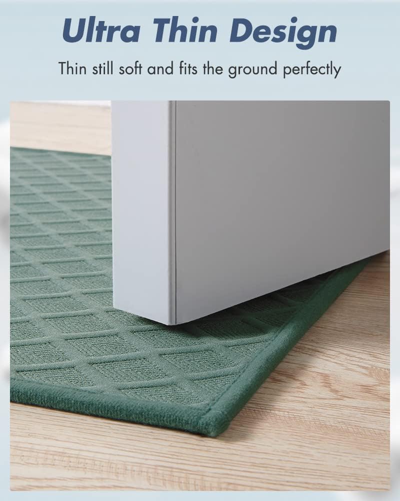 AMOAMI Bath-Mat, Ultra Thin Bathroom Mat Runner Rugs, Rubber Backed Bath Mats for Bathroom Non Slip, Absorbent Bath Rug for Bathroom Floor, Shower, Sink 2'x 4'(24" x 47") Green