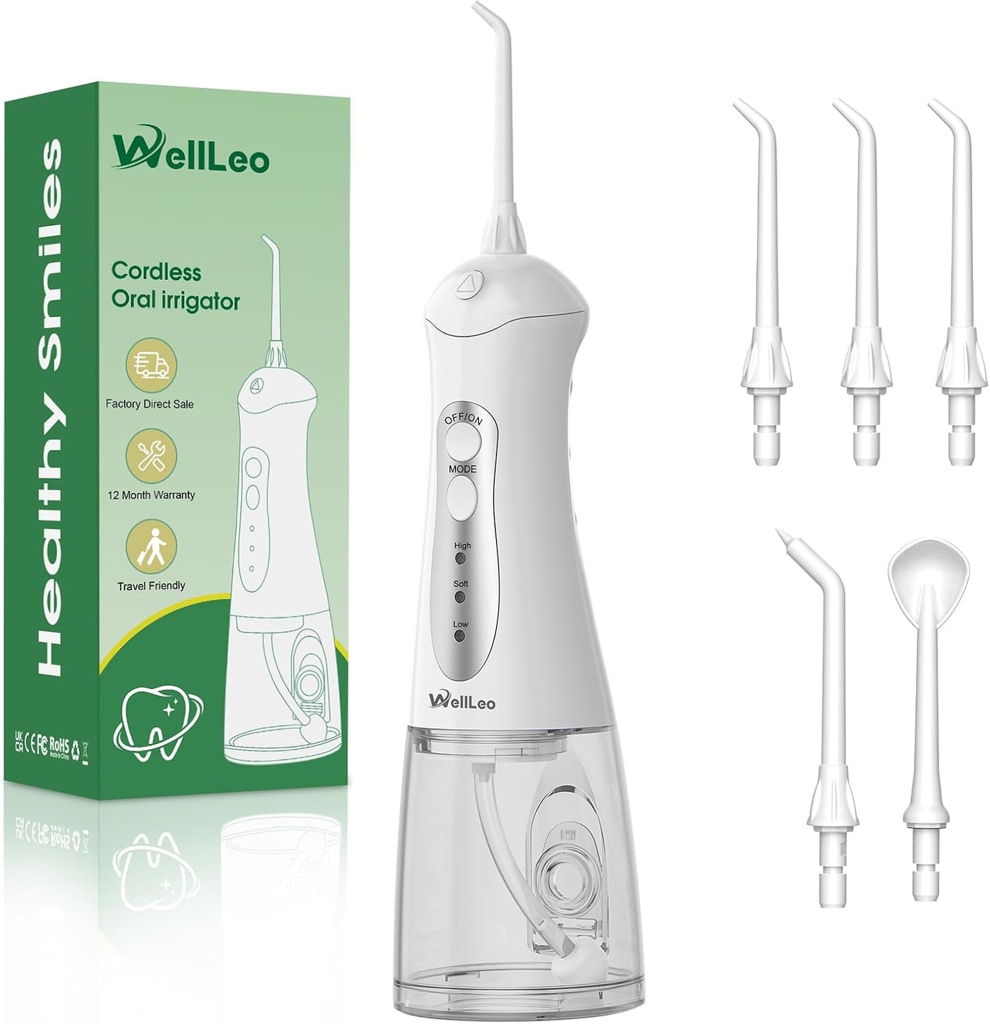 Water Flosser for Teeth, Portable Oral Irrigator Rechargeable Water Dental Flosser Pick with High Pressure 5 Jet Tips, IPX7 Travel Water Flossing for Brace Teeth Cleaner Gum Care