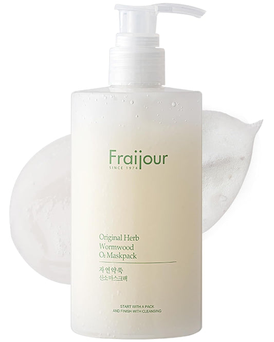 Fraijour Herb Wormwood O₂ Mask Pack – Korean Oxygen Bubble Face Mask for Sensitive, Oily & Acne-Prone Skin, Exfoliating with AHA BHA, Tea Tree & Peppermint, Smooths & Refreshes, 10.1 fl.oz.