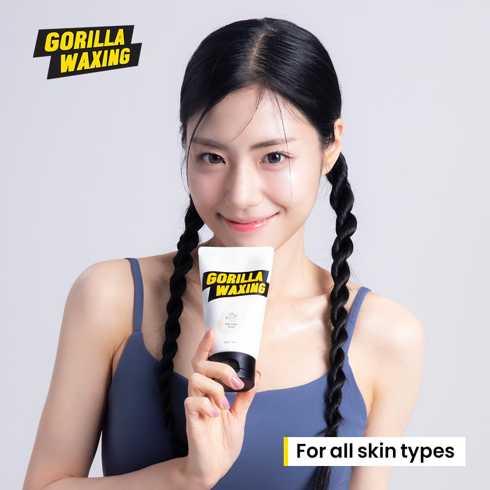 Gorilla Waxing Jelly Sugar Scrub – Exfoliating & Moisturizing Body Polish with Natural Ingredients, Dual Sugar Crystals for Smooth Skin, Prevents Ingrown Hair & Razor Bumps, Korean Skin Care - 7.05 oz