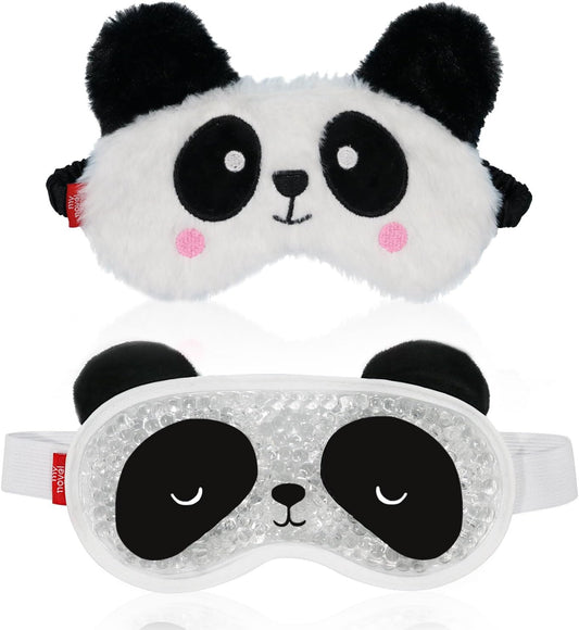 Cooling Eye Mask and Plush Sleep Mask for Girl Woman 2PCS, Cute Animal Sleeping Mask Soft Blindfold Cold Warm Eye Compress Gifting for Home Spa, Office, Morning Refreshment, Travel