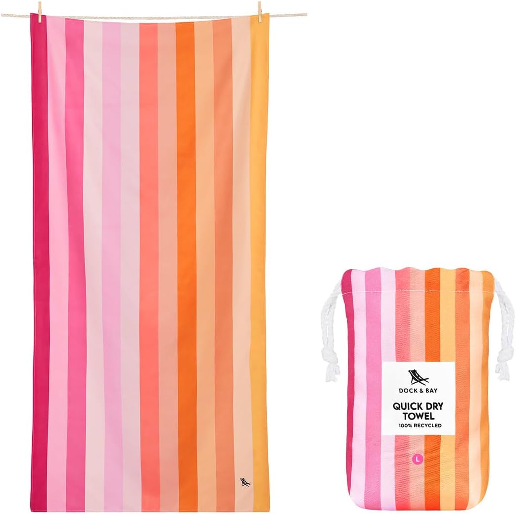 Dock & Bay Beach Towel - Quick Dry, Sand Free - Compact, Lightweight - 100% Recycled - Includes Bag - Havana Cabana - Set of 4 - Large (160x90cm, 63x35)