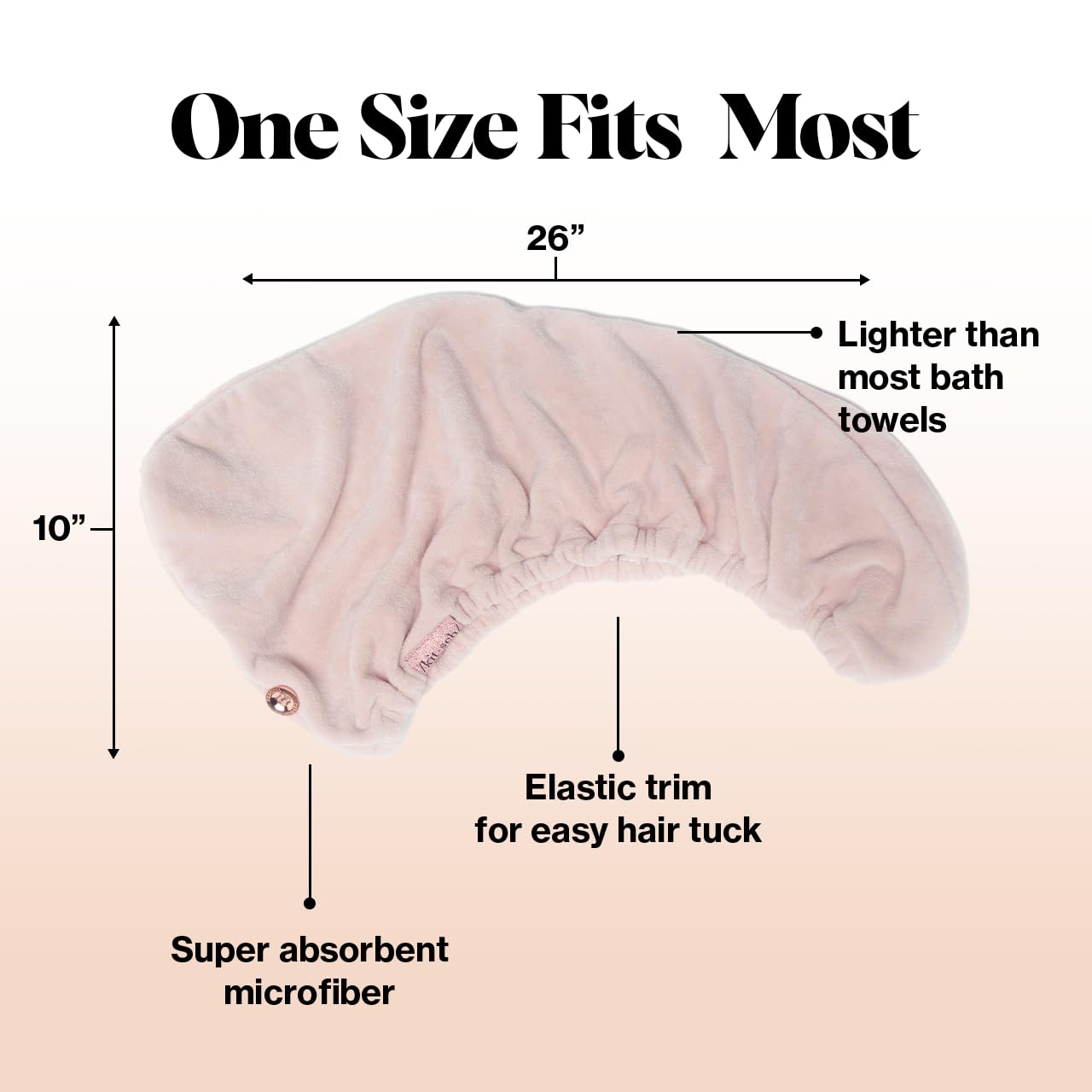 Kitsch Microfiber Hair Towel Wrap for Women - Super Absorbent Hair Drying Towel - Quick Dry, Anti-Frizz - for Long & Short, Wet & Curly Hair - Blush