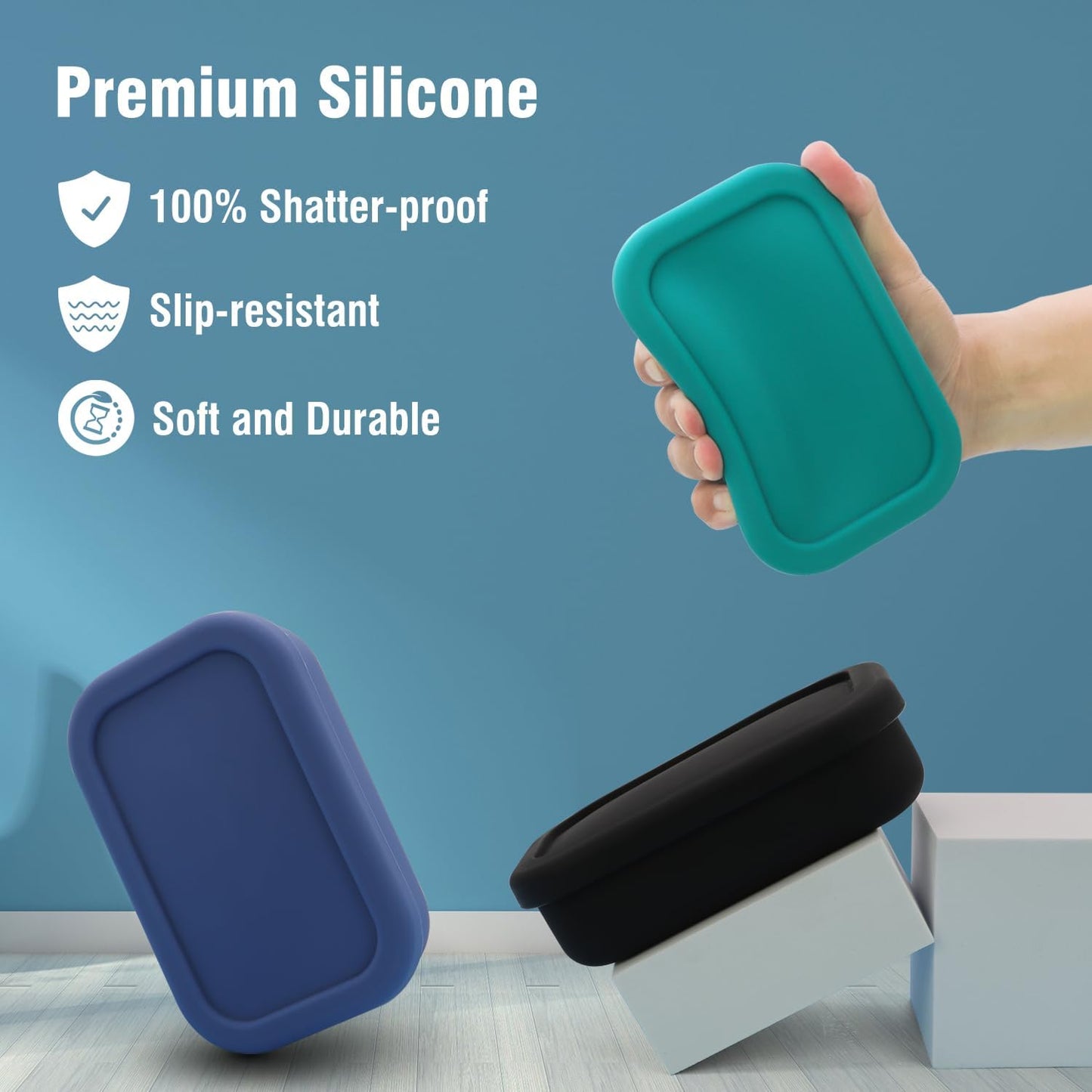 Enhanced Leak Proof Travel Soap Case, AIMAIAIMAI Silicone Soap Container with Draining Layer, Portable Bar Soap Holder for Bathroom, Camping, Gym, Easy to Clean (Black)